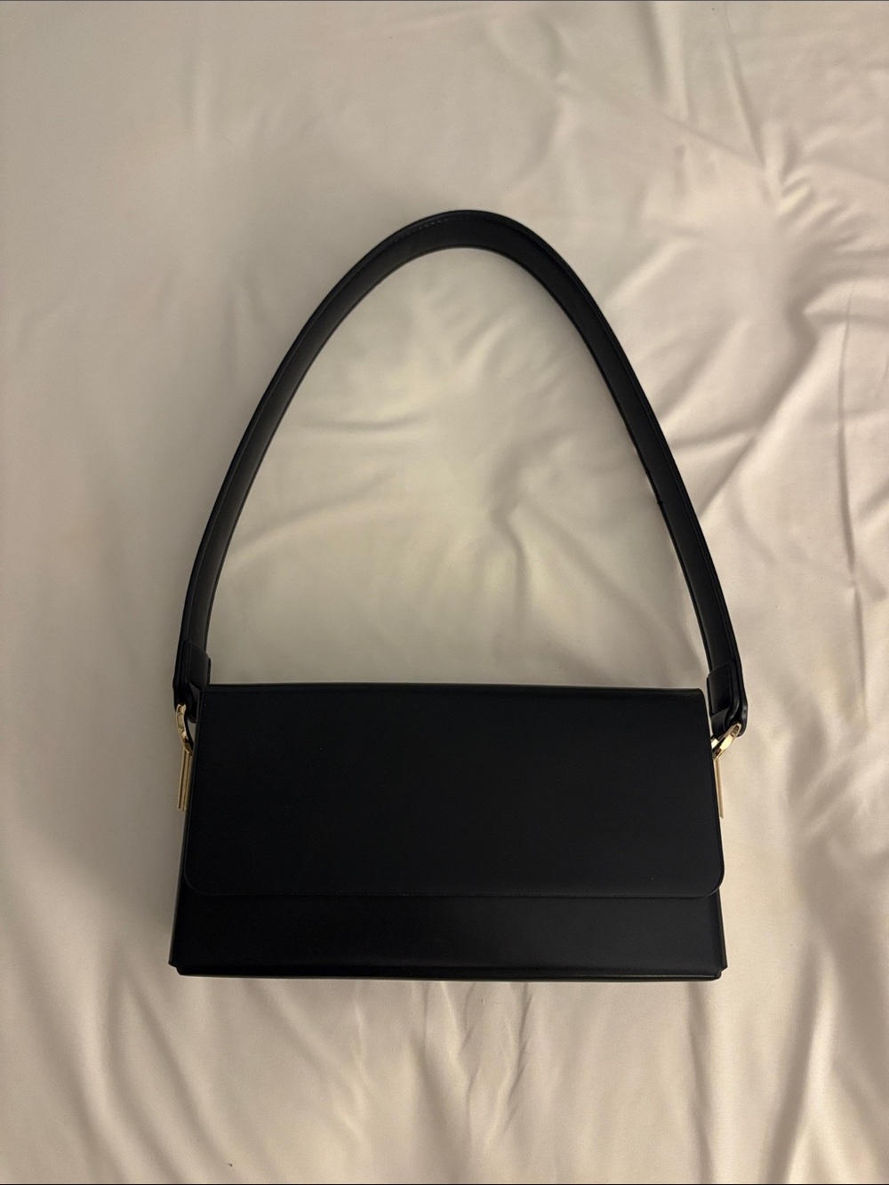 Madison West Black Shoulder Bag with Gold Hardware
